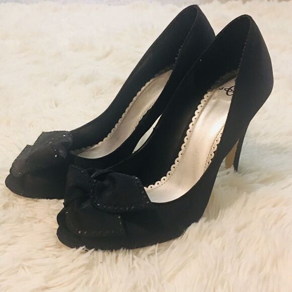 Joey Black Peep Toe Sparkle Heels - Picture 13 of 16